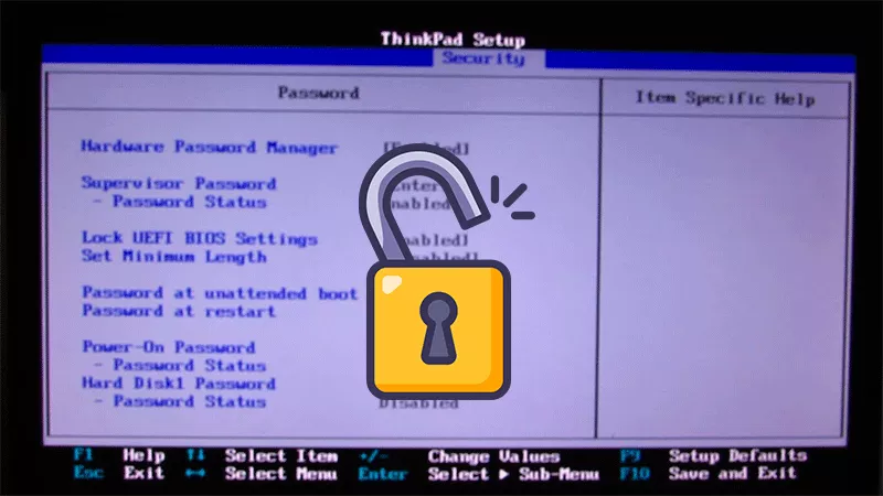 déverrouiller thinkpad bios mot de passe