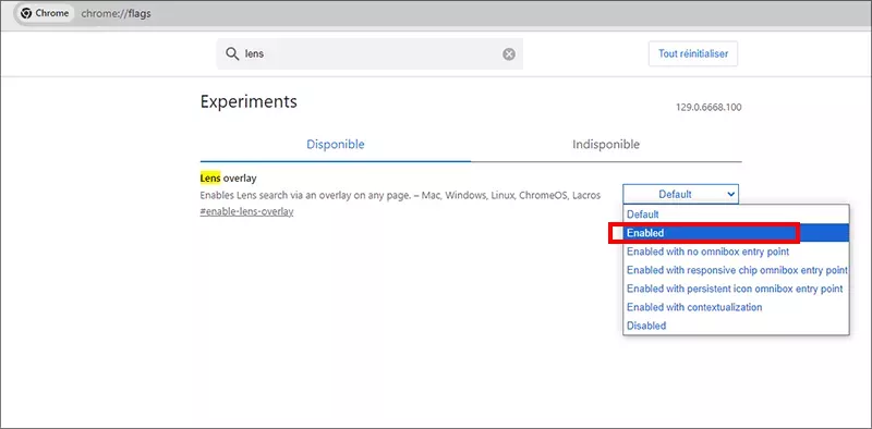 activer la superposition d'objectif