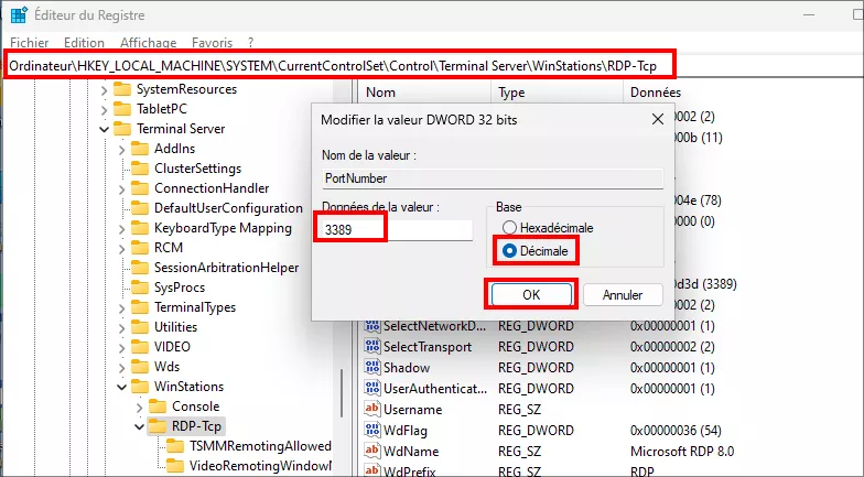 changer le port par défaut du rdp