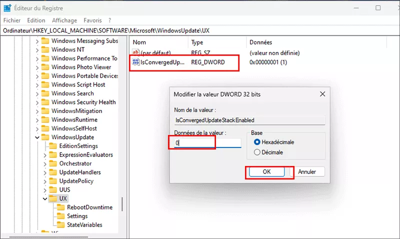 changer ux value data à zéro