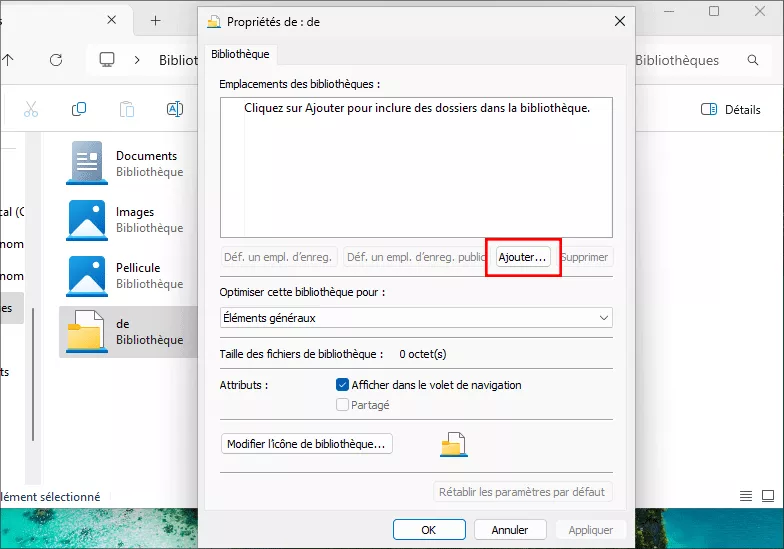 cliquez sur le bouton ajouter