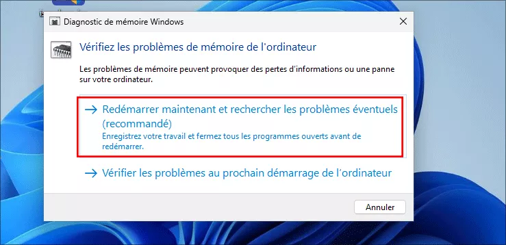 cliquez sur redémarrer maintenant et vérifiez les programmes