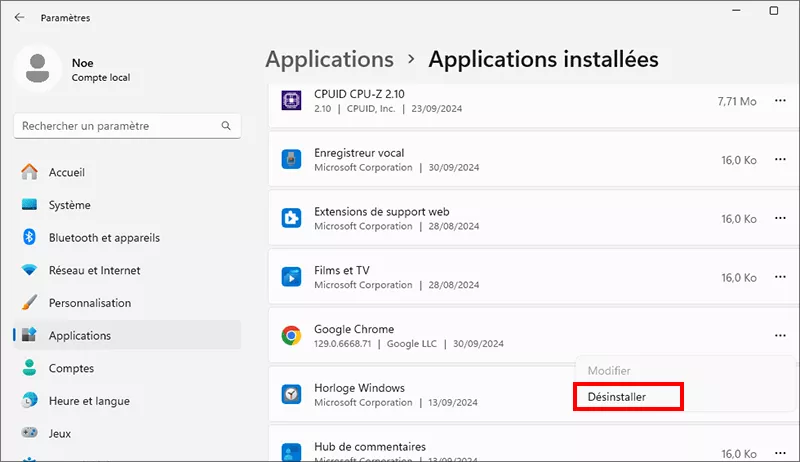 désinstaller google chrome