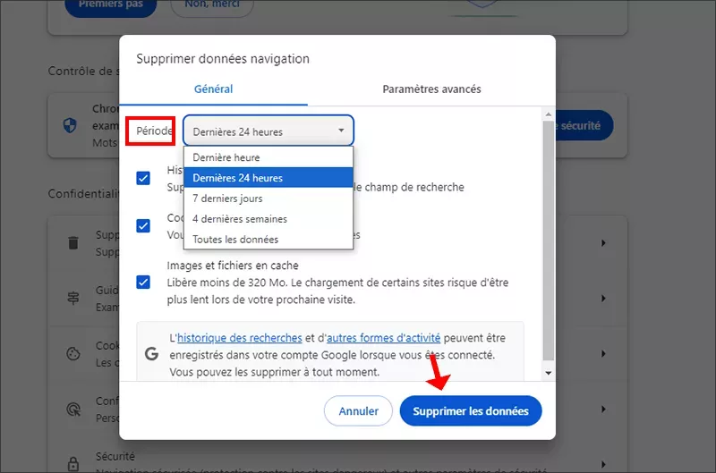 effacer les caches chrome