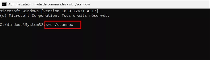 exécuter sfc pour réparer l'erreur de mise à jour