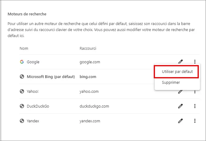 faire google par défaut