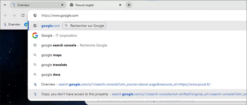 l'url est supprimée de la suggestion