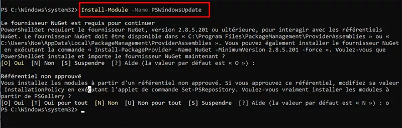 module d'installation