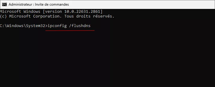 réinitialiser dns cache via cmd