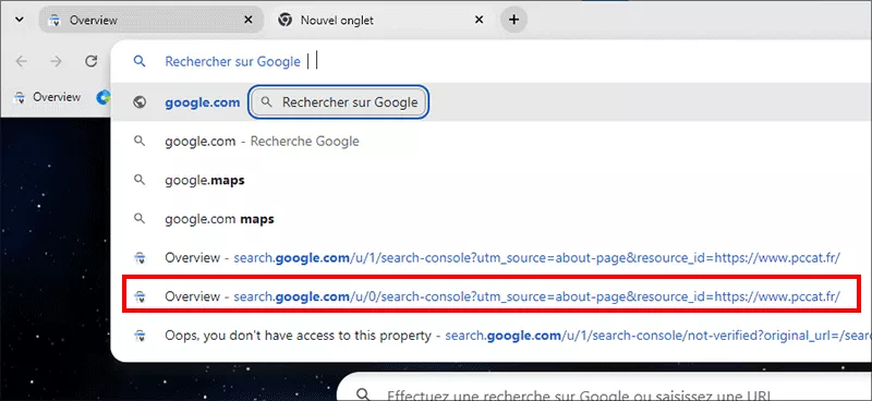 sélectionner l'url à partir de la suggestion