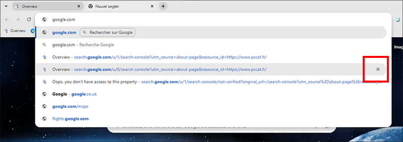 supprimer l'icône sur la suggestion d'url