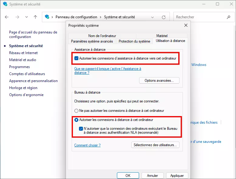 vérifier que le rap est activé