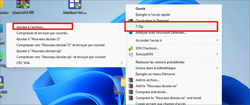 ajouter un dossier à l'archive 7zip