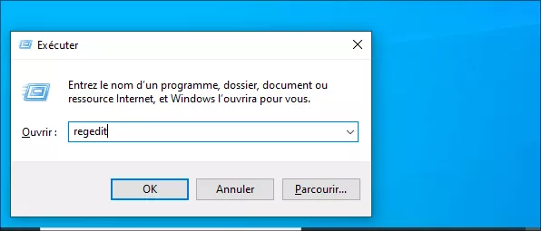 ouvrir regedit