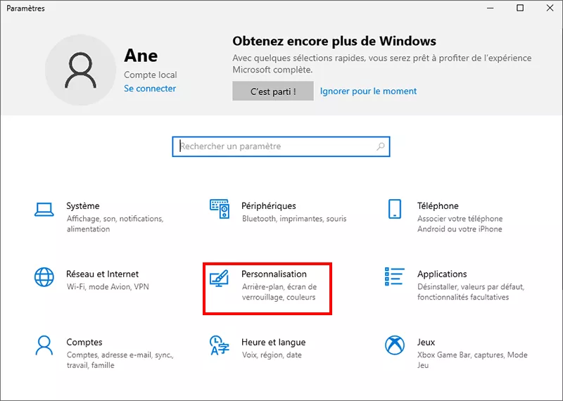 personnalisation par clic