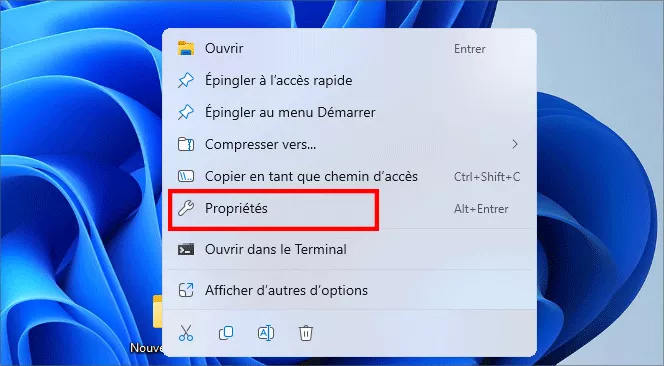 propriétés de clic