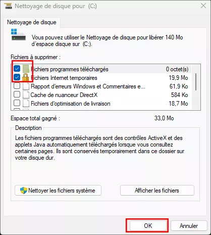 sélectionner les fichiers à supprimer