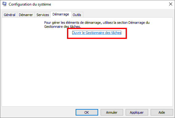 cliquez sur ouvrir le gestionnaire de tâches