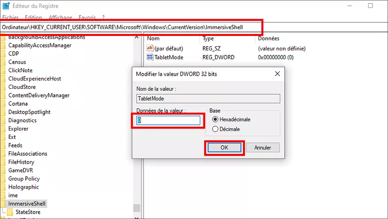 désactiver le mode tablette